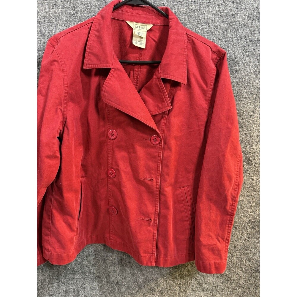 L.L. Bean Utility Jacket Women’s M Petite Red Cotton Button‑Up XK70